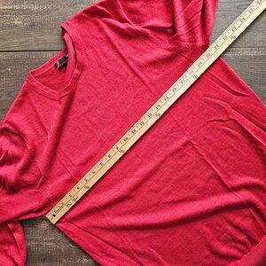 Dressmann 100% Wool Lightweight Long Sleeve Crew Neck Sweater, L, Red